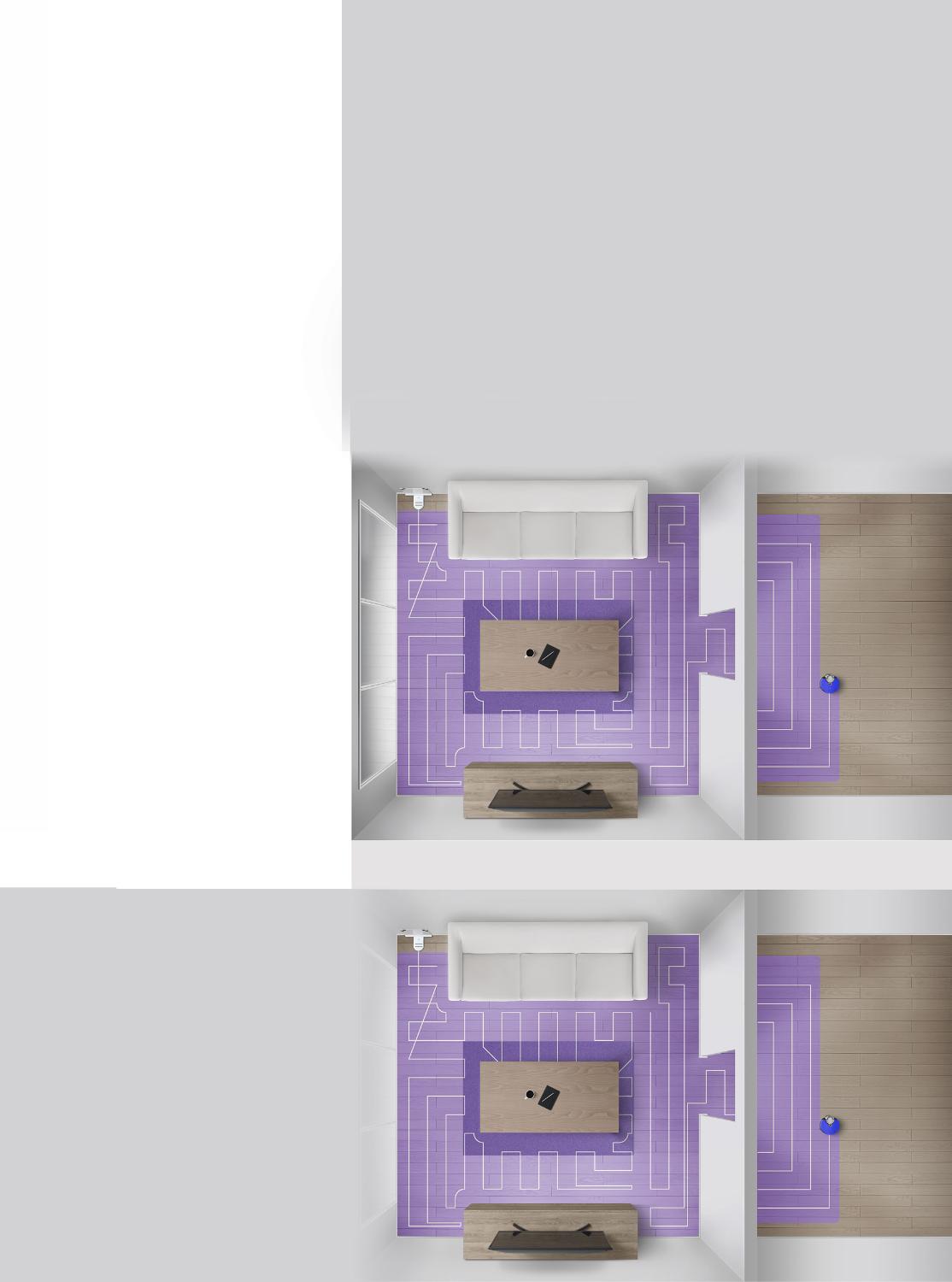 Graphic of Dyson 360 Heurist's route around the living space